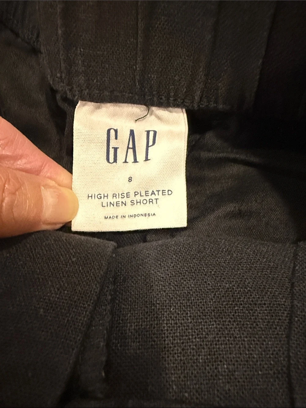 GAP High Rise Pleated Linen Shorts Black Size 8